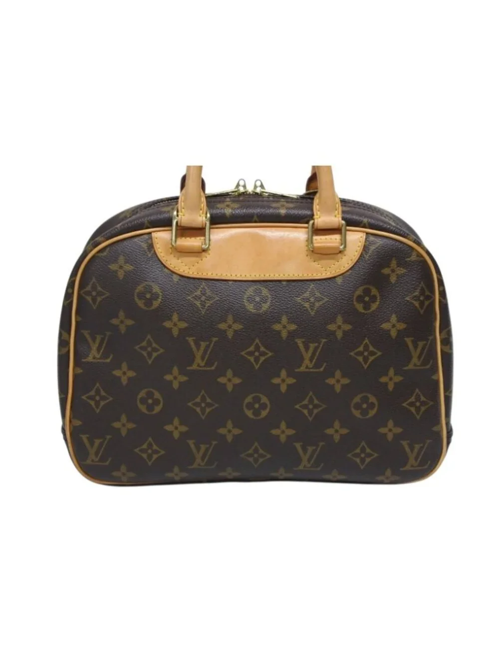 Louis Vuitton Trouville Handbag Monogram Brown Leather Gold